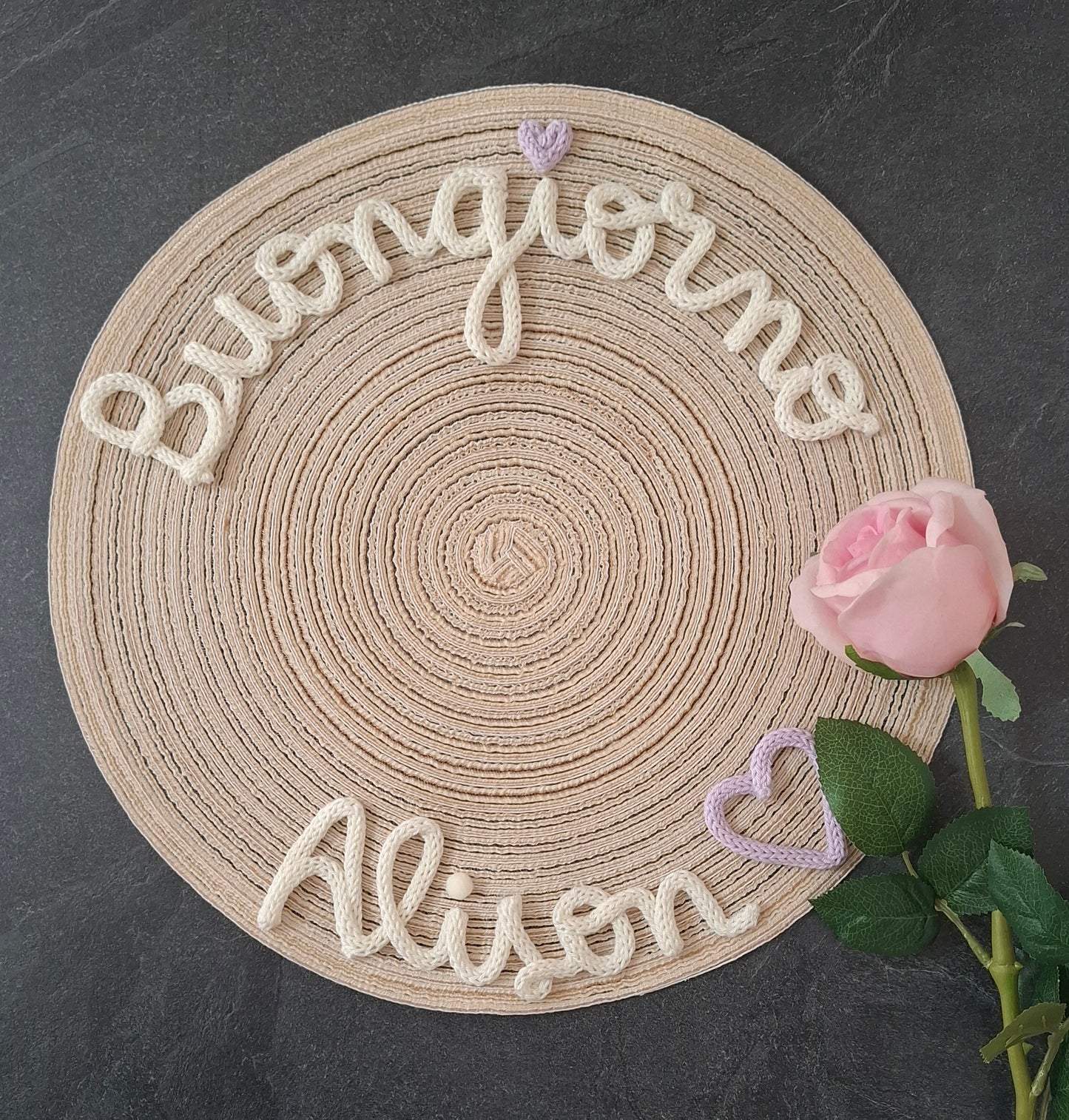 Tovaglietta Personalizzata con Nome in Tricotin in cotone BEIGE