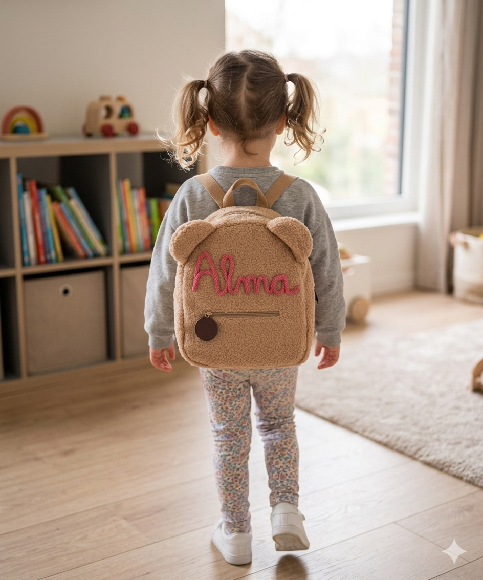 Zainetto Orsetto Personalizzato per Bambina o Bambino – Borsa Asilo con Nome in tricotin