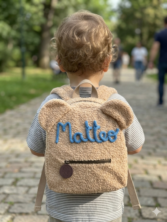 Zainetto Orsetto Personalizzato per Bambina o Bambino – Borsa Asilo con Nome in tricotin